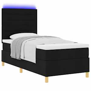 LED box pružinová postel s matrací Černá 100 x 200 cm textil - obrázek 3