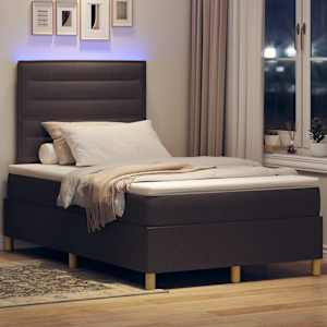 LED box pružinová postel s čelo Tmavě hnědá 120 x 190 cm textil - obrázek 5