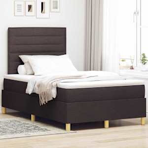 LED box pružinová postel s čelo Tmavě hnědá 120 x 190 cm textil - obrázek 1