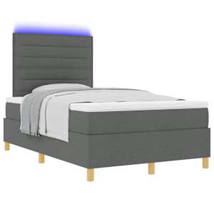 LED box pružinová postel s čelo Tmavě šedá 120 x 200 cm textil - obrázek 3
