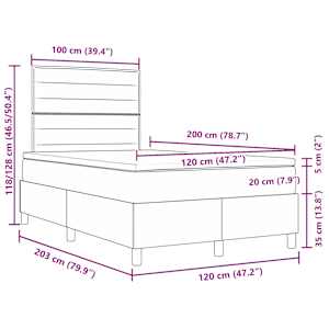 LED box pružinová postel s čelo Tmavě šedá 120 x 200 cm textil - obrázek 14