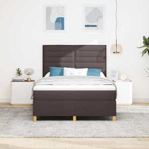 LED box pružinová postel s čelo Tmavě hnědá 140 x 190 cm textil - obrázek 4