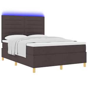 LED box pružinová postel s čelo Tmavě hnědá 140 x 190 cm textil - obrázek 3