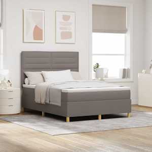 LED box pružinová postel s matrací Taupe 140 x 190 cm textil - obrázek 1