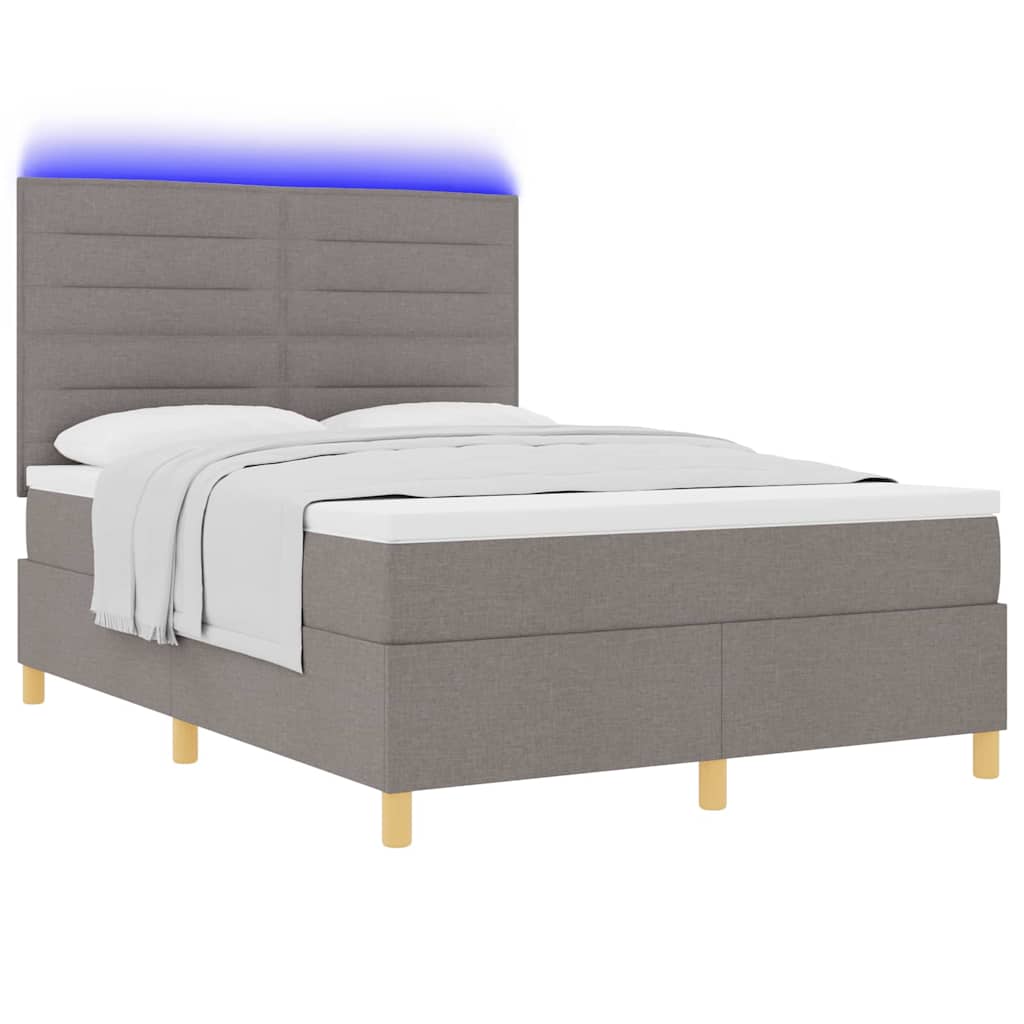 Thumbnail - vidaXL LED Boxspringbett mit Matratze Taupe 140 x 190 cm Stoff