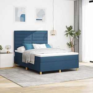 LED box pružinová postel s matrací Modrá 140 x 190 cm textil - obrázek 1