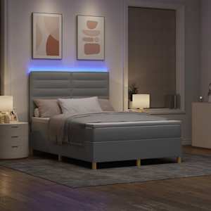 LED box pružinová postel s čelo Světle šedá 140 x 200 cm textil - obrázek 5