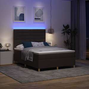 LED box pružinová postel s čelo Tmavě hnědá 140 x 200 cm textil - obrázek 5