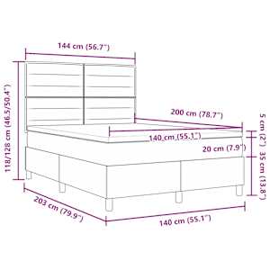 LED box pružinová postel s matrací Krémová 140 x 200 cm textil - obrázek 14