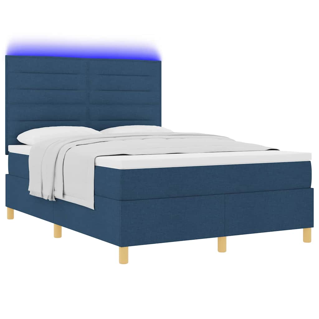 LED box pružinová postel s matrací Modrá 140 x 200 cm textil - obrázek 3