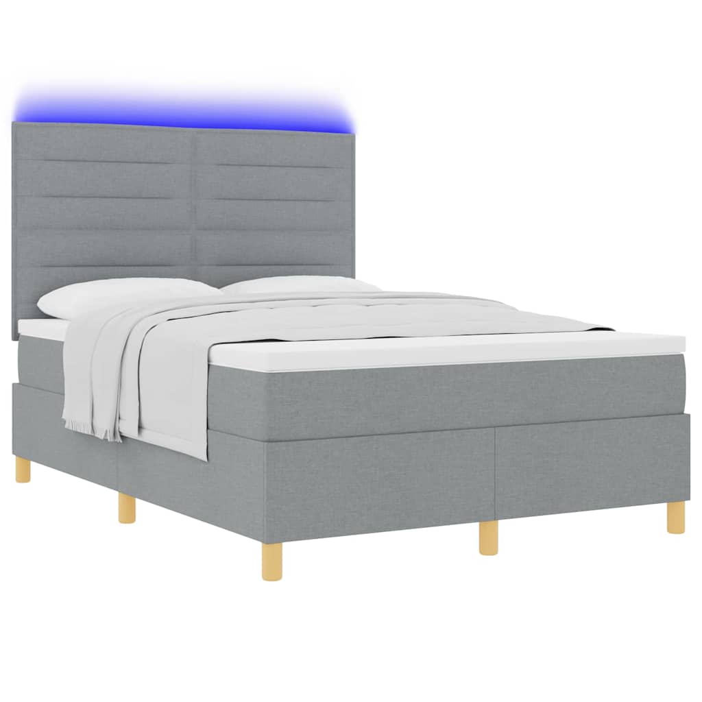 Thumbnail - vidaXL LED Boxspringbett mit Matratze Hellgrau 160 x 200 cm Stoff