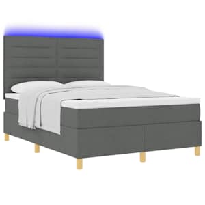 LED box pružinová postel s čelo Tmavě šedá 160 x 200 cm textil - obrázek 3