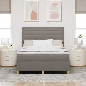 LED box pružinová postel s matrací Taupe 160 x 200 cm textil - obrázek 4
