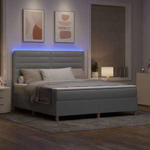 LED box pružinová postel s čelo Světle šedá 180 x 200 cm textil - obrázek 5