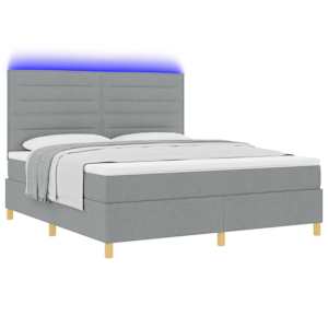 LED box pružinová postel s čelo Světle šedá 180 x 200 cm textil - obrázek 3