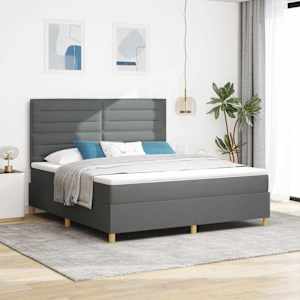 LED box pružinová postel s čelo Tmavě šedá 180 x 200 cm textil - obrázek 1