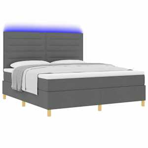 LED box pružinová postel s čelo Tmavě šedá 180 x 200 cm textil - obrázek 3