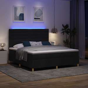 LED box pružinová postel s matrací Černá 180 x 200 cm textil - obrázek 5