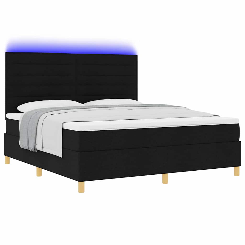 Thumbnail - vidaXL LED Boxspringbett mit Matratze Schwarz 180 x 200 cm Stoff