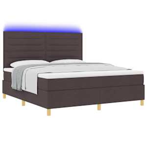 LED box pružinová postel s čelo Tmavě hnědá 180 x 200 cm textil - obrázek 3