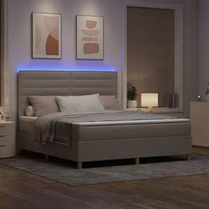 LED box pružinová postel s matrací Taupe 180 x 200 cm textil - obrázek 5