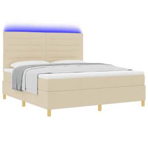 LED box pružinová postel s matrací Krémová 180 x 200 cm textil - obrázek 3