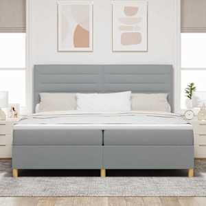 LED box pružinová postel s čelo Světle šedá 200 x 200 cm textil - obrázek 4