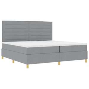 LED box pružinová postel s čelo Světle šedá 200 x 200 cm textil - obrázek 6