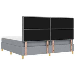 LED box pružinová postel s čelo Světle šedá 200 x 200 cm textil - obrázek 10