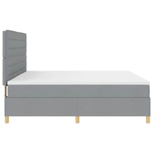LED box pružinová postel s čelo Světle šedá 200 x 200 cm textil - obrázek 9