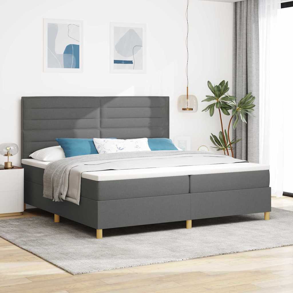 Kasti vedrustusega voodi madratsiga & LED tumehall 200x200 cm kangas