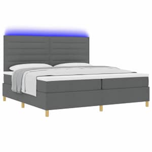 LED box pružinová postel s čelo Tmavě šedá 200 x 200 cm textil - obrázek 3