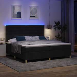 LED box pružinová postel s matrací Černá 200 x 200 cm textil - obrázek 5