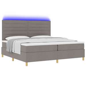 LED box pružinová postel s matrací Taupe 200 x 200 cm textil - obrázek 3