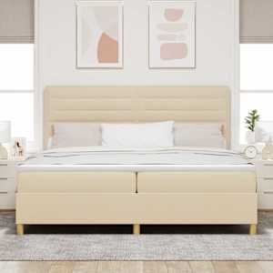 LED box pružinová postel s matrací Krémová 200 x 200 cm textil - obrázek 4