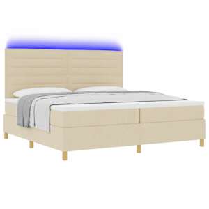 LED box pružinová postel s matrací Krémová 200 x 200 cm textil - obrázek 3