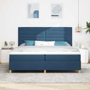 LED box pružinová postel s matrací Modrá 200 x 200 cm textil - obrázek 4
