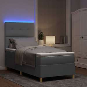 LED box pružinová postel s čelo Světle šedá 80 x 200 cm textil - obrázek 5