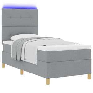LED box pružinová postel s čelo Světle šedá 80 x 200 cm textil - obrázek 3
