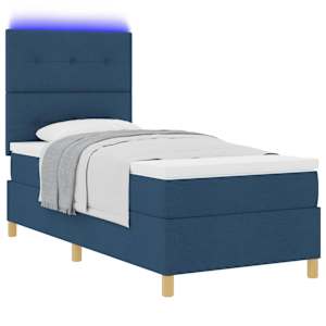 LED box pružinová postel s čelo Modrá 80 x 200 cm textil - obrázek 3