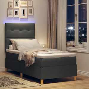 LED box pružinová postel s čelo Tmavě šedá 100 x 200 cm textil - obrázek 5