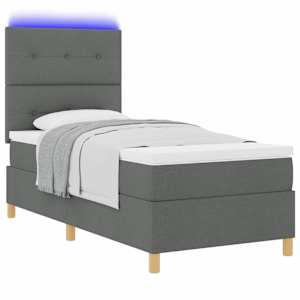 LED box pružinová postel s čelo Tmavě šedá 100 x 200 cm textil - obrázek 3