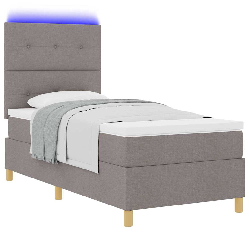 LED box pružinová postel s matrací Taupe 100 x 200 cm textil - obrázek 3