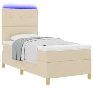 LED box pružinová postel s čelo Krémová 100 x 200 cm textil - obrázek 3