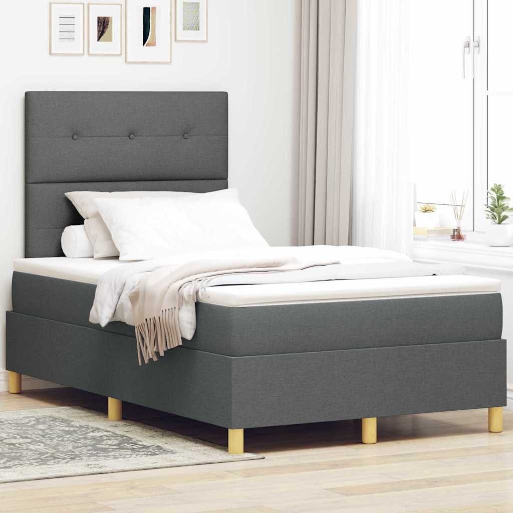 Box Spring Voodi koos Madratsi & LED Tume Hall 120x190 cm Riie