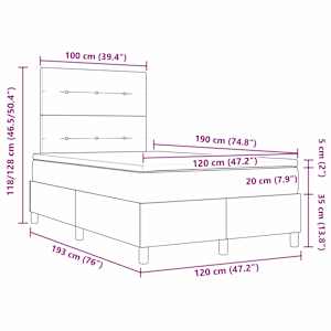 LED box pružinová postel s matrací Černá 120 x 190 cm textil - obrázek 14