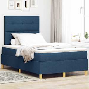 LED box pružinová postel s čelo Modrá 120 x 190 cm textil - obrázek 1