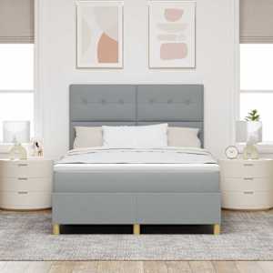 LED box pružinová postel s čelo Světle šedá 140 x 190 cm textil - obrázek 4