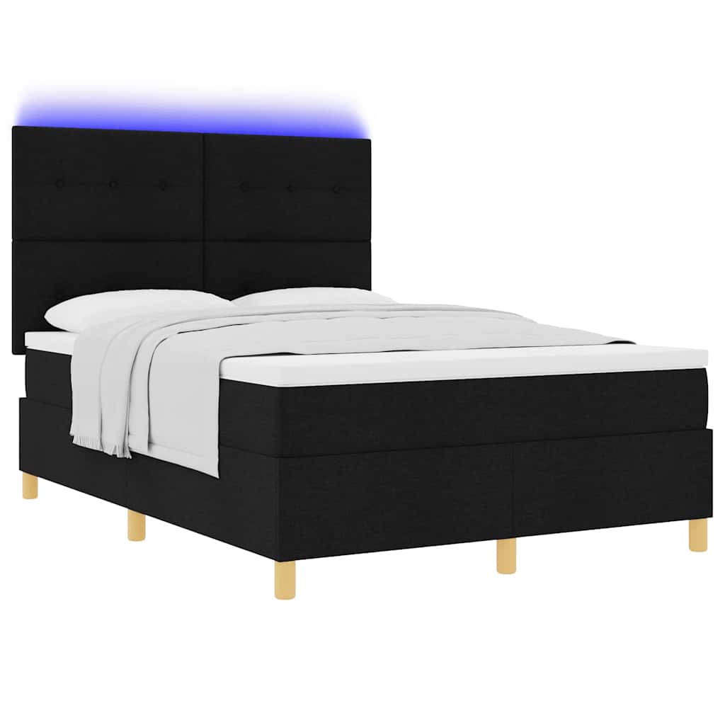 LED box pružinová postel s matrací Černá 140 x 190 cm textil - obrázek 3