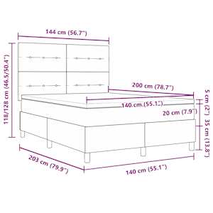 LED box pružinová postel s čelo Světle šedá 140 x 200 cm textil - obrázek 14